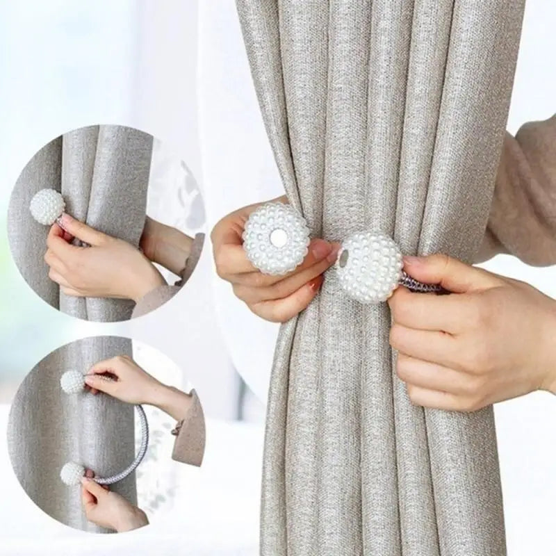 2PCS Magnetic Pearl Curtain Clips