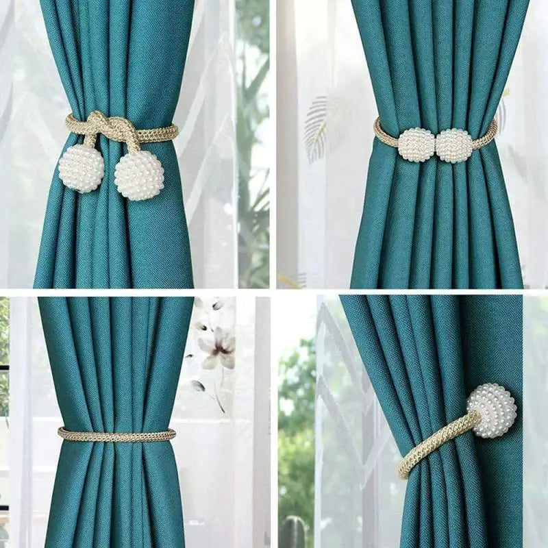 2PCS Magnetic Pearl Curtain Clips