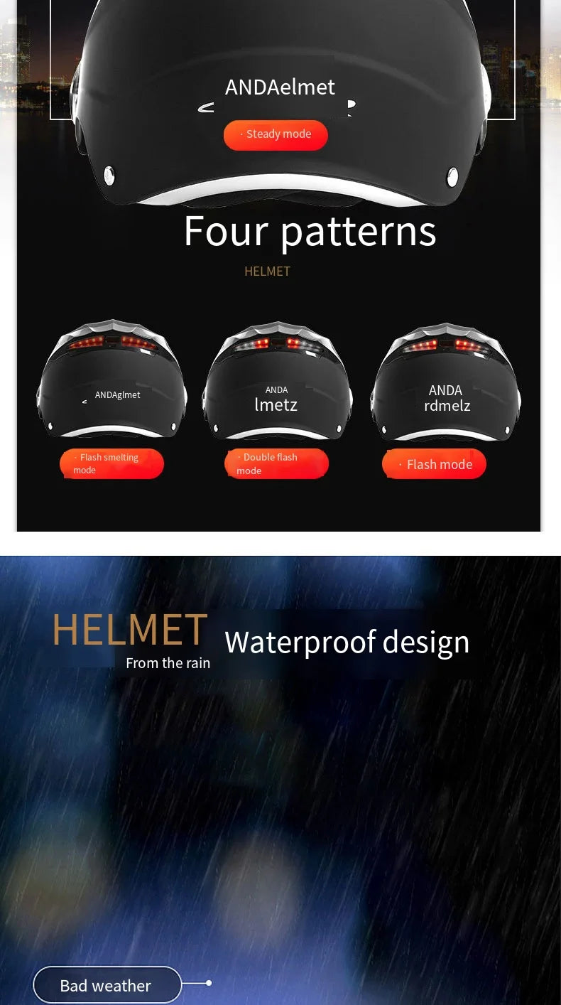 Unisex Motorcycle Helmets With Led Lights