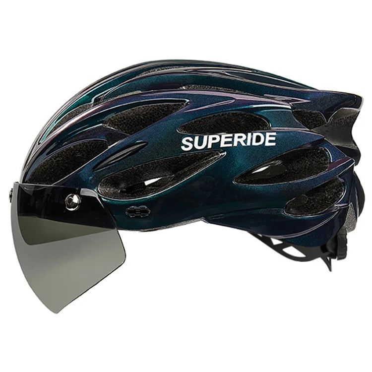 Unisex Cycling Helmet with Magnetic Googles & Sun Visor