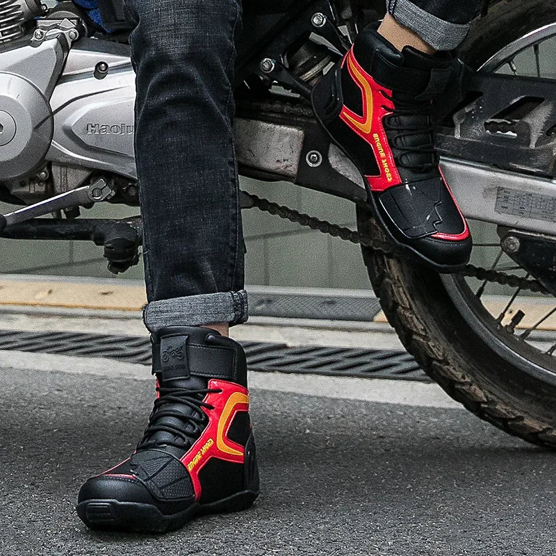 Men Leather Motorcycle Boots