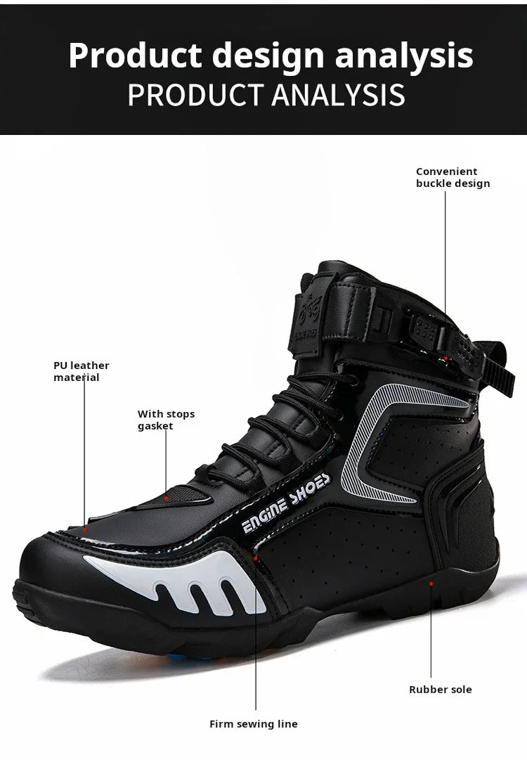 Men Leather Motorcycle Boots
