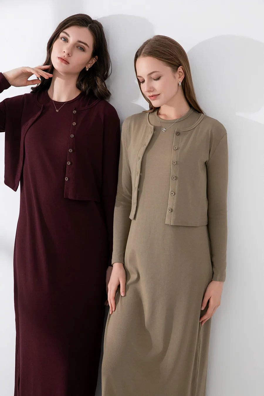 Casual Ankle Length Dress and Cardigan