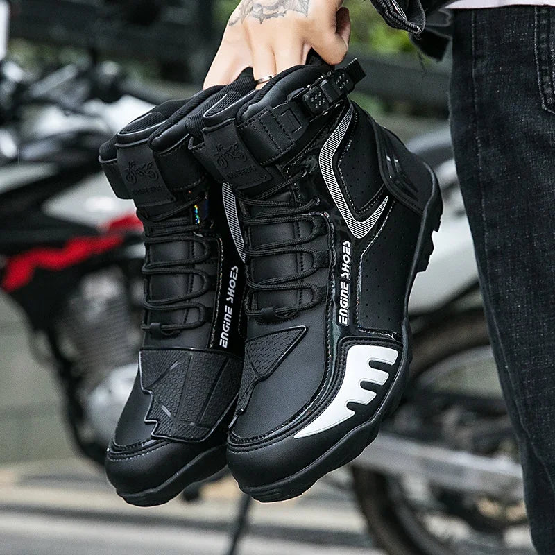 Men Leather Motorcycle Boots
