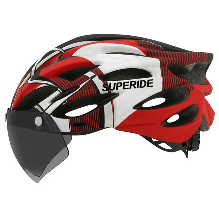 Unisex Cycling Helmet with Magnetic Googles & Sun Visor