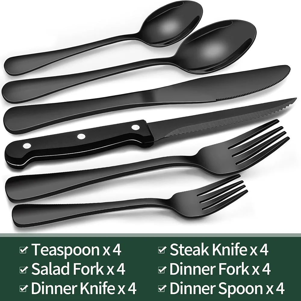 Black Silverware Set