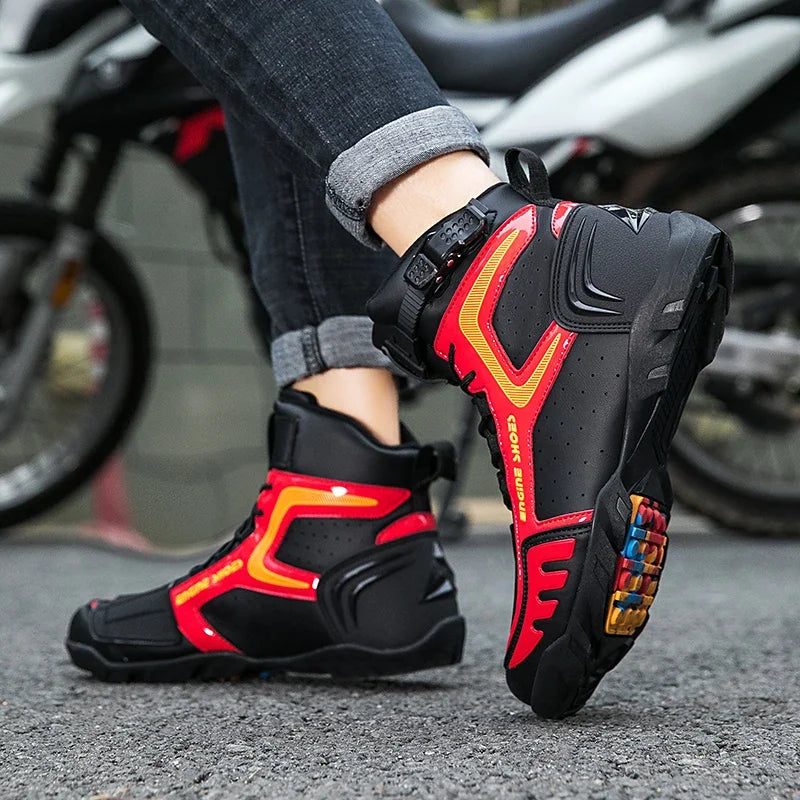 Men Leather Motorcycle Boots