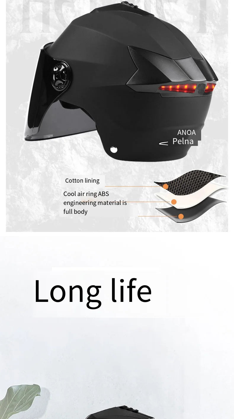 Unisex Motorcycle Helmets With Led Lights