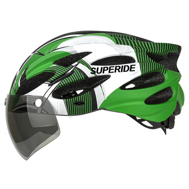 Unisex Cycling Helmet with Magnetic Googles & Sun Visor