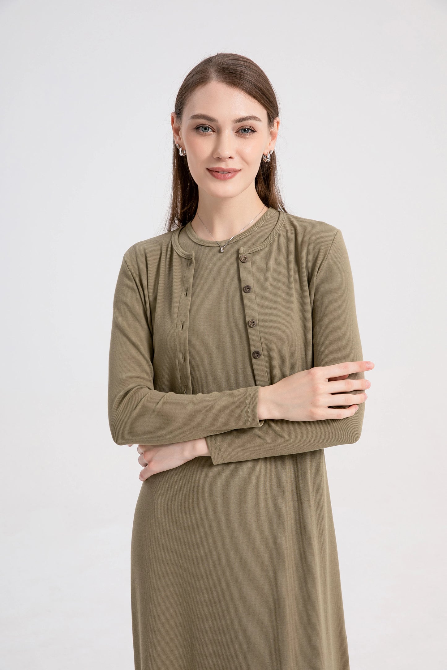 Casual Ankle Length Dress and Cardigan
