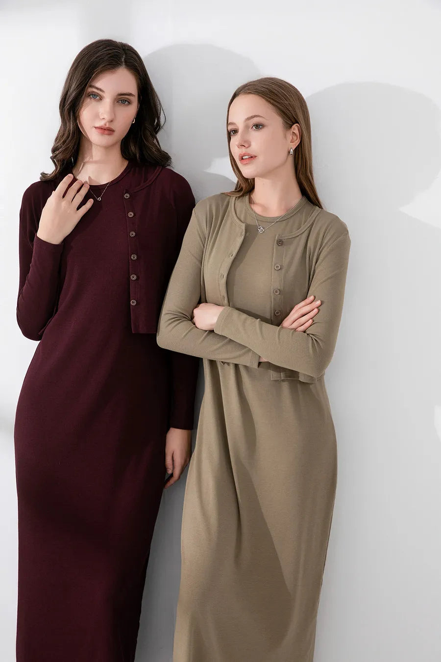 Casual Ankle Length Dress and Cardigan