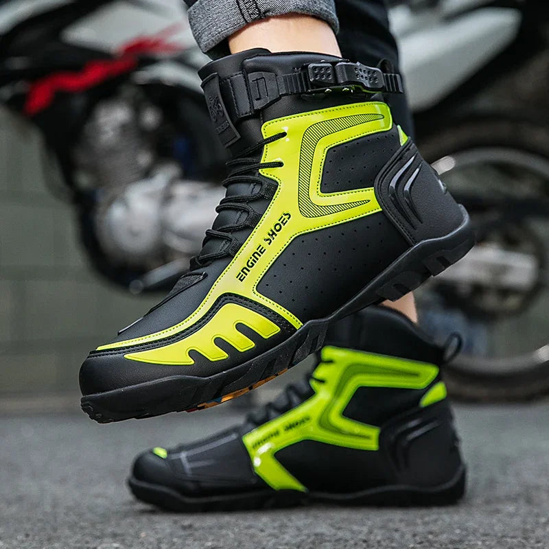 Men Leather Motorcycle Boots