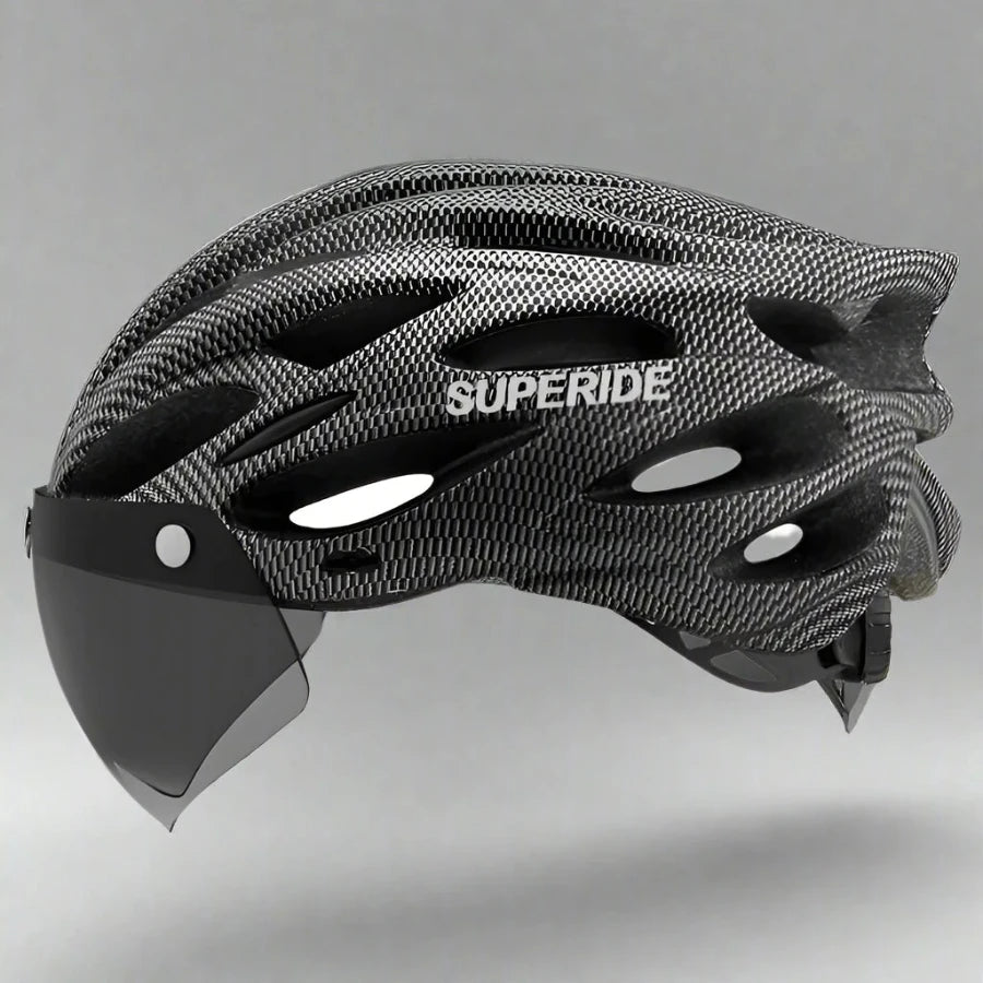 Unisex Cycling Helmet with Magnetic Googles & Sun Visor