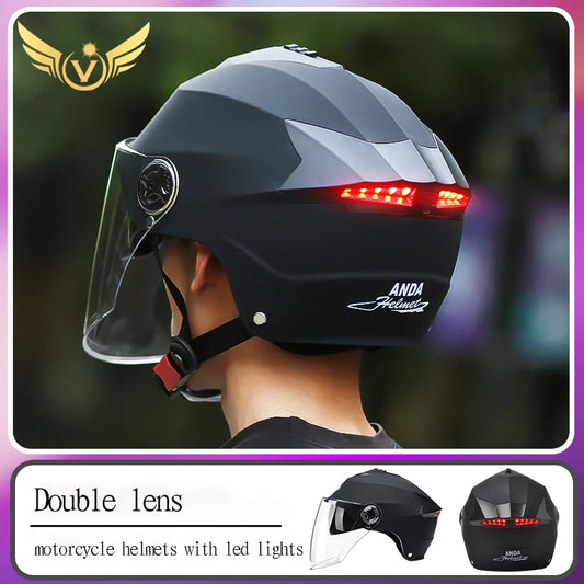 Unisex Motorcycle Helmets With Led Lights