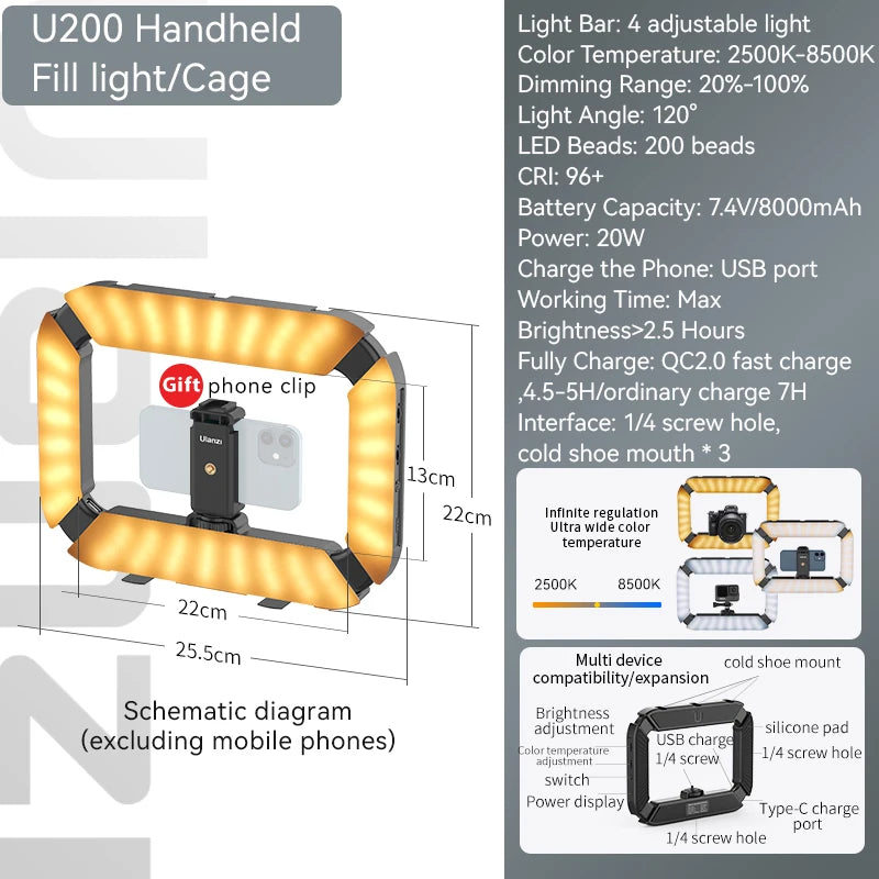 2in1 LED Light and Camera Holder