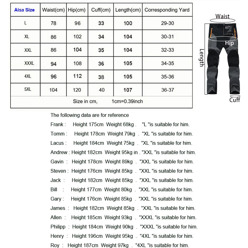Men Hiking Camping Pants